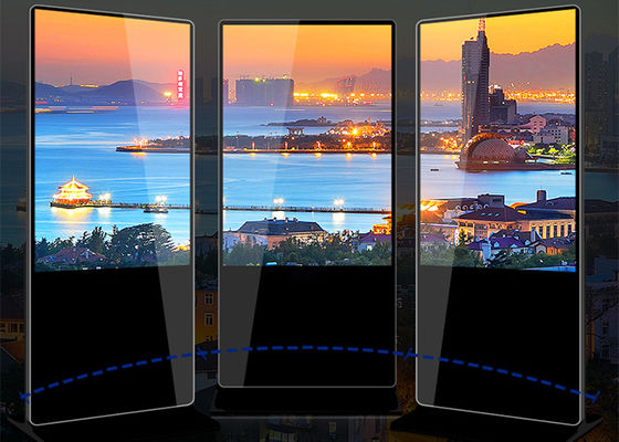 55 بوصة لافتات رقمية الإعلان مع شاشة LCD تعمل باللمس لخيار نظام الروبوت في الهواء الطلق ك